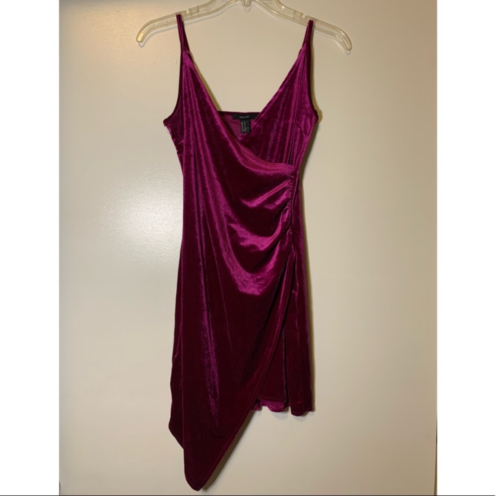 F21 Velvet Asymmetrical Dress 
Medium 
Violet
NWOT